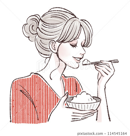 Meal / eating / eating woman / eating / diet / diet restriction / carbohydrate restriction / 114545164