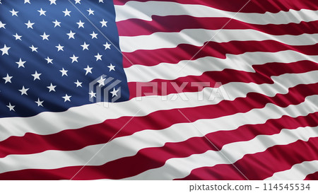 American flag seamless closeup waving animation. US background. 3D render. Waving American Flag background. Concept of 4th of July, Independence Day, American Election. American flag seamless closeup waving animation. US background. 3D render. Waving American Flag background. Concept of 4th of July, Independence Day, American Election. 114545534
