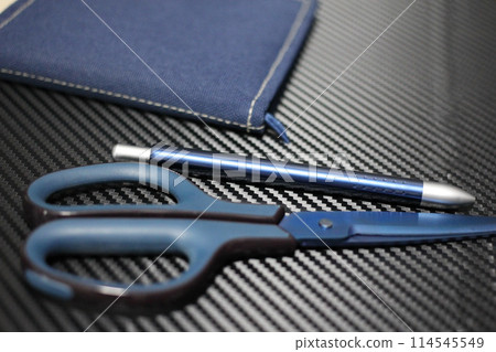 Pen, scissors and notebook 114545549