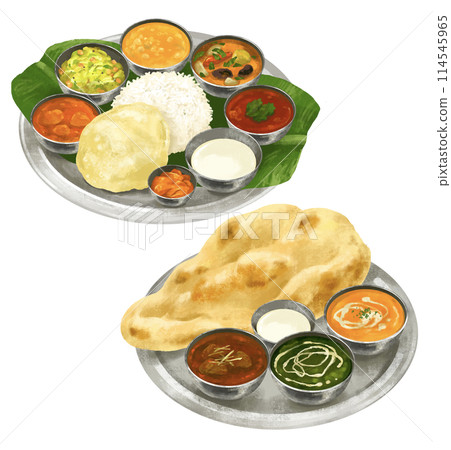 Meals, naan and curry set, South Indian and North Indian cuisine Meals, naan and curry set, South Indian and North Indian cuisine 114545965