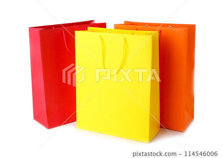 Colourful paper shopping bags isolated on white 114546006