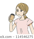 女人喝外賣咖啡 114546275