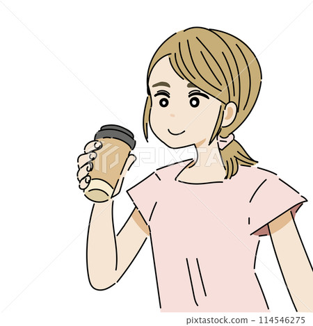 女人喝外賣咖啡 114546275