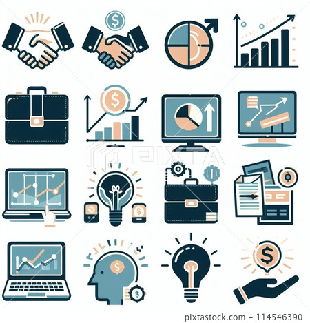 Various graphs and business icon sets 114546390