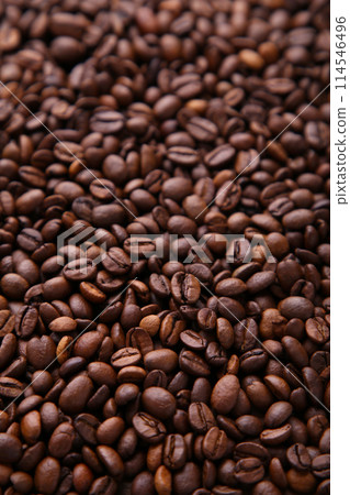 Aroma coffee beans background. Close up coffee. 114546496