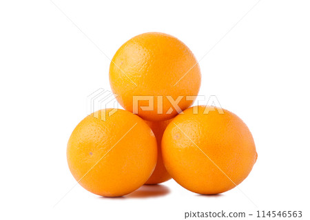 Ripe orange fruit on a white background 114546563