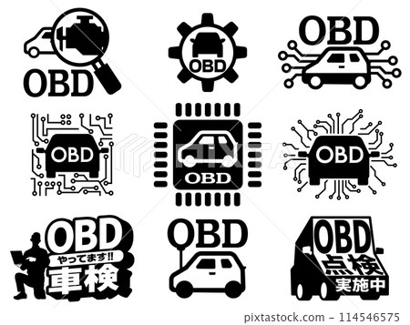 OBD inspection illustration icon set 114546575