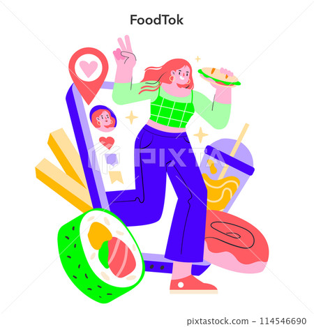 Lifestyle trends concept. Vibrant expression of food culture in the digital age with social media influence 114546690