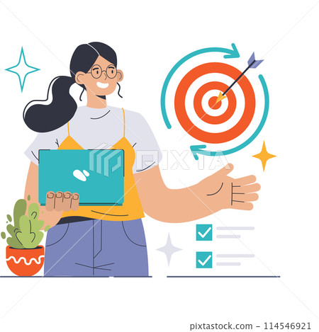 Digital expert showcases retargeting strategies, pinpointing returning customers. Engaging missed opportunities and refocusing marketing efforts. Flat vector illustration. 114546921