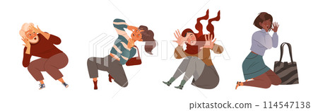 Afraid People Character Scared and Terrified Dodge Vector Set Afraid People Character Scared and Terrified Dodge Vector Set 114547138