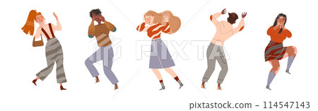 Afraid People Character Scared and Terrified Dodge Vector Set 114547143