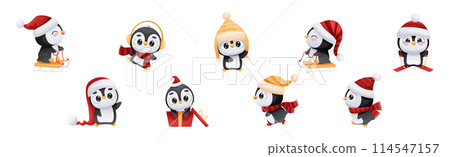 Cute Penguin Character Engaged in Different Activity Vector Set Cute Penguin Character Engaged in Different Activity Vector Set 114547157