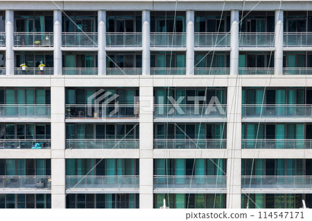 Geometric facade of modern urban building 114547171
