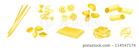 Different Pasta Raw Shape and Type Vector Set Different Pasta Raw Shape and Type Vector Set 114547174