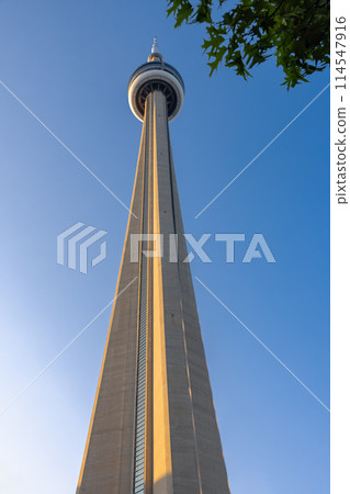 Majestic view of CN Tower against clear sky Majestic view of CN Tower against clear sky 114547916