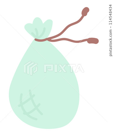 Textile shop bag with string in flat design. Cotton package for storage. Vector illustration isolated. Textile shop bag with string in flat design. Cotton package for storage. Vector illustration isolated. 114548434
