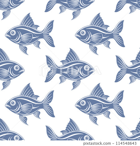Seamless pattern, silhouettes of sea fish with water bubbles on a white background. Printing, textiles Seamless pattern, silhouettes of sea fish with water bubbles on a white background. Printing, textiles 114548643
