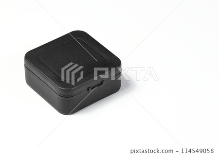 Empty small black plastic box isolated on white background. Empty small black plastic box isolated on white background. 114549058