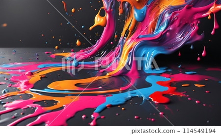 Material with colorful ink splashes 114549194
