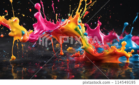 Material with colorful ink splashes 114549195