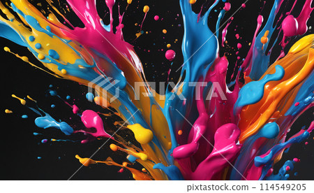 Material with colorful ink splashes 114549205