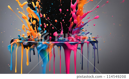 Material with colorful ink splashes Material with colorful ink splashes 114549208