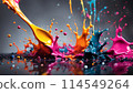 Material with colorful ink splashes Material with colorful ink splashes 114549264