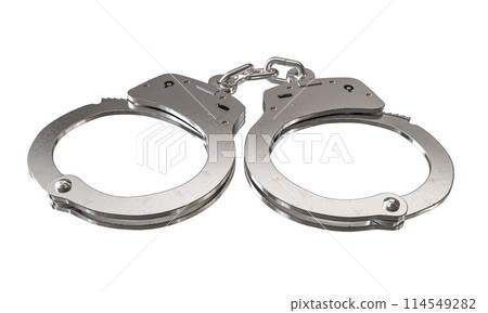 Open metal handcuffs on transparent background Open metal handcuffs on transparent background 114549282