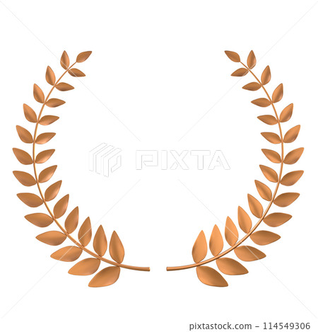 bronze laurel wreath on transparent background 114549306