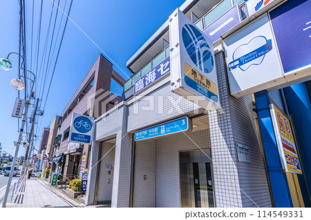 Yokohama cityscape in Japan: View of Nakata Station and elevators on the Yokohama Municipal Subway Yokohama cityscape in Japan: View of Nakata Station and elevators on the Yokohama Municipal Subway 114549331