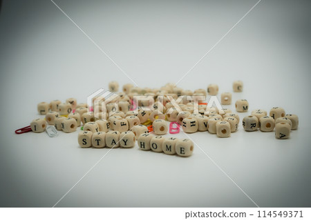 STAY HOME wooden block STAY HOME wooden block 114549371