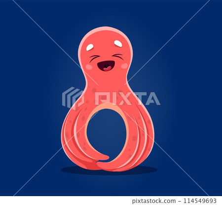 Underwater sea animals in font or undersea type, number 8 cartoon octopus, vector funny character. Number Eight 8 of sea animals font or ocean alphabet and numeral typeface in shape of cute octopus 114549693