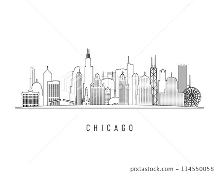 Detailed Chicago skyline vector illustration.  114550058