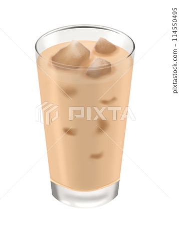 透明玻璃杯中的冰咖啡拿鐵(冰咖啡拿鐵) 透明玻璃杯中的冰咖啡拿鐵(冰咖啡拿鐵) 114550495