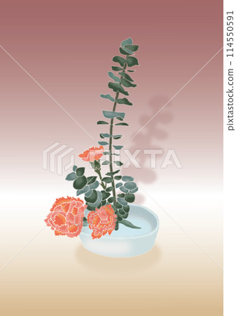 Eucalyptus and carnation flower arrangement Eucalyptus and carnation flower arrangement 114550591