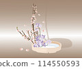Cherry blossom and sweet pea flower arrangement 114550593