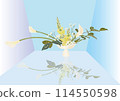 Calla lilies, dracaena and snapdragon flower arrangement 114550598