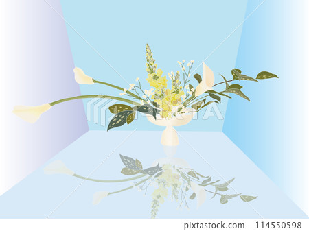 Calla lilies, dracaena and snapdragon flower arrangement Calla lilies, dracaena and snapdragon flower arrangement 114550598