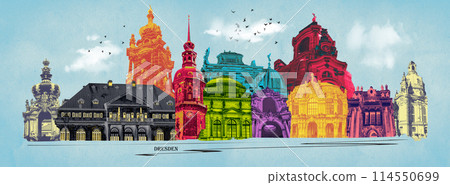 Collage of landmarks of Dresden, Germany. 114550699