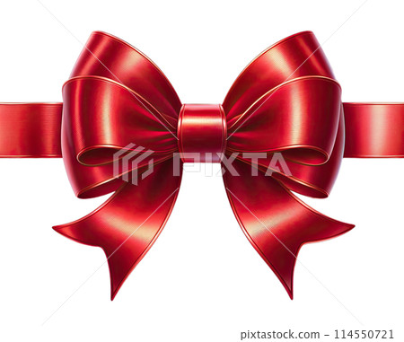 Shiny red satin ribbon on white background. Christmas and New Year decoration Shiny red satin ribbon on white background. Christmas and New Year decoration 114550721