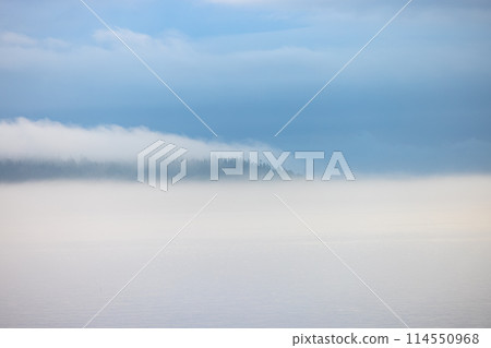 Misty sea landscape, British Columbia coast 114550968