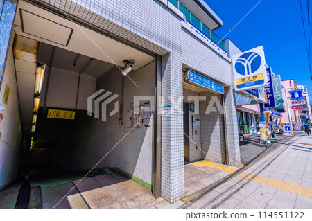 Yokohama cityscape in Japan - View of bicycle parking lot and elevator at Nakata Station on the Yokohama Municipal Subway 114551122