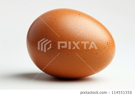 Brown egg on white background. 114551358