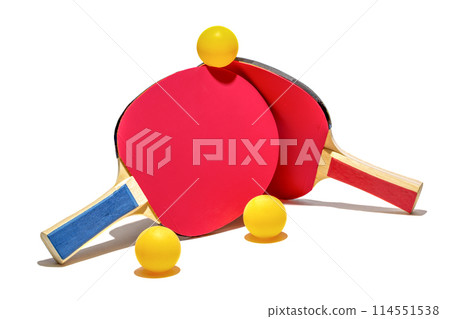 Two table tennis rackets on a white background 114551538