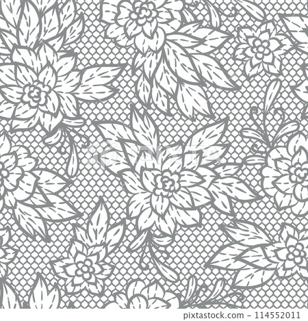 Lace pattern with flowers. Embroidery handmade decoration. Lace pattern with flowers. Embroidery handmade decoration. 114552011