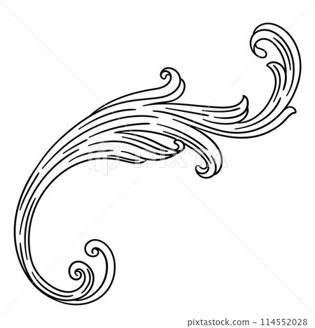 Floral element in baroque style. Decorative curling plant. 114552028