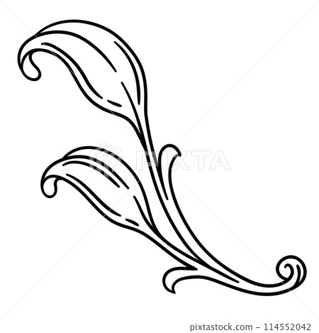 Floral element in baroque style. Decorative curling plant. Floral element in baroque style. Decorative curling plant. 114552042