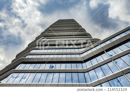 Large building angle shot with sky 114552329