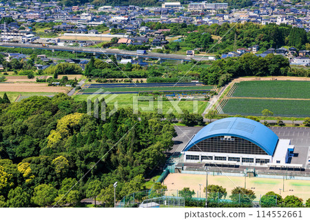 The streets of Hioki City seen from Tomibansan Ikoinomori Nature Park 114552661
