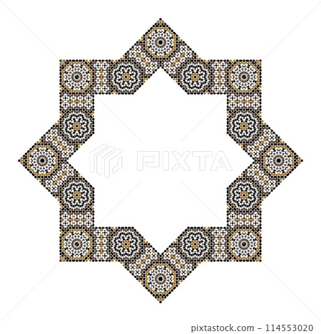 Decorative octagonal star with an ornament in Arabic style Decorative octagonal star with an ornament in Arabic style 114553020